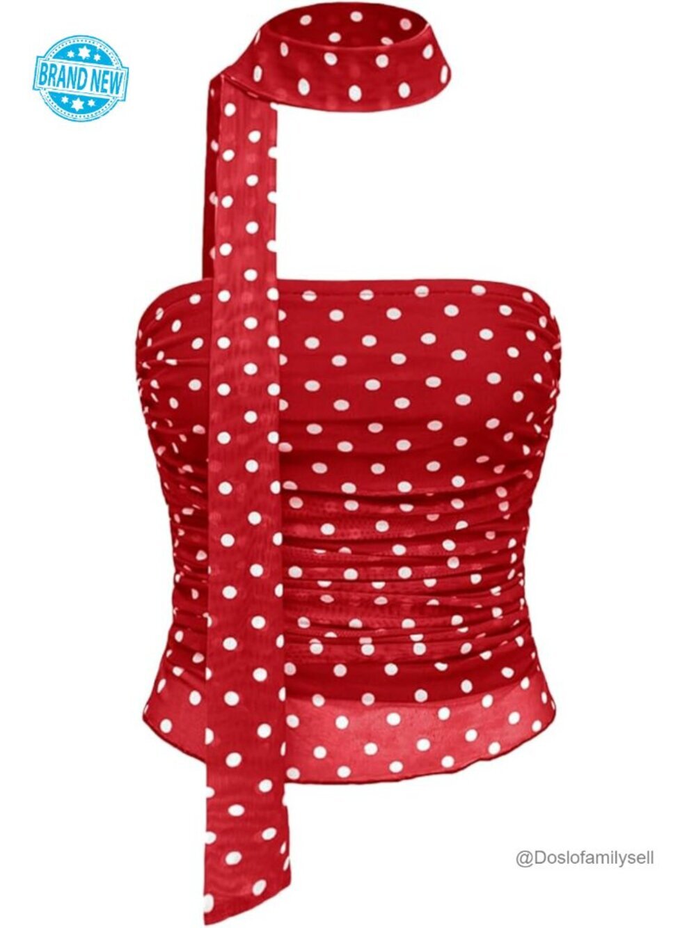 Polka Dot Mesh Crop Tube Top Sleeveless Strapless Ruched Bandeau Tank